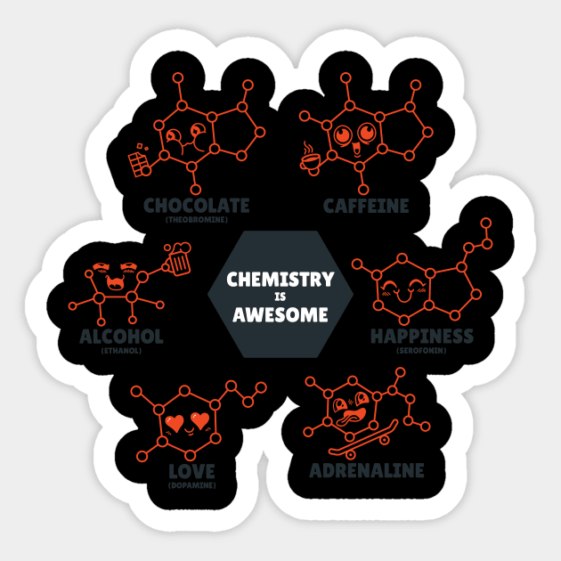 Chemistry Science Love Elements Chemical Bond Structure Nerd Geek Sticker by OfCA Design